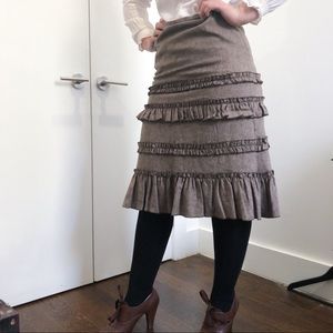 Ruffled Brown Skirt by Loft